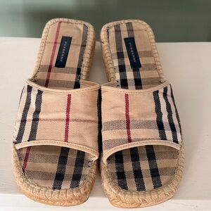 Burberry Nova Check Slides with Navy and Red Accents Size EU 37